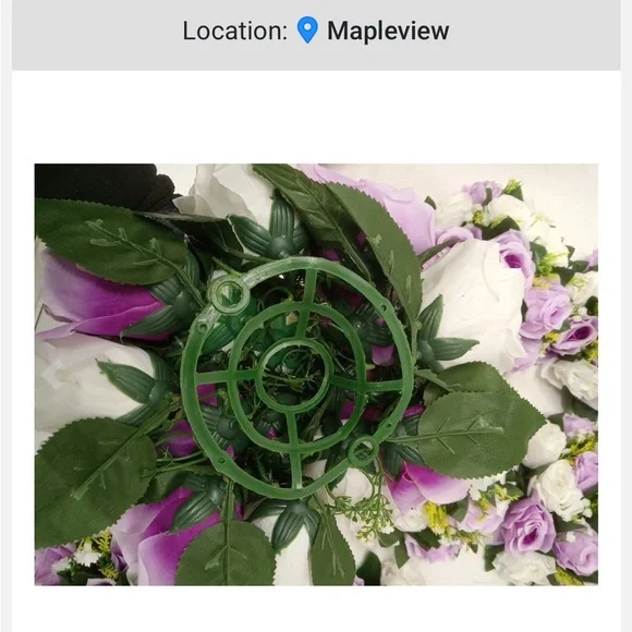 10 Elegant Purple and White Artificial Flower Arrangement - Picture 5 of 5